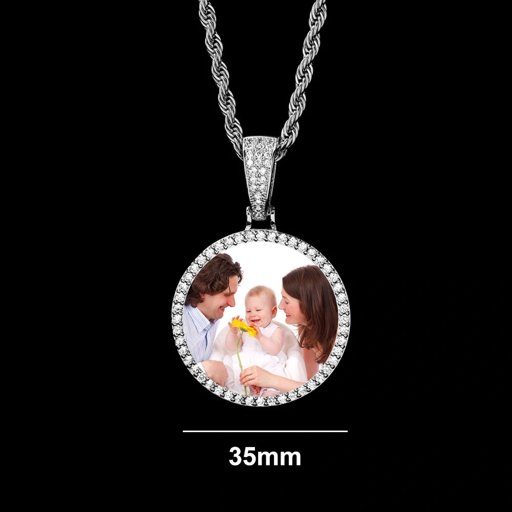 26mm/35mm/45mm Custom Photo S925 Personalized Pendants VVS Moissanite Pass Test Bling Diamond Necklaces Women Men Jewelry Gift