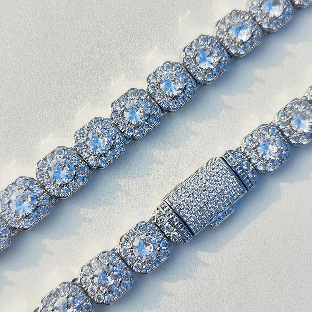 Hip Hop Jewelry 10mm 12mm Cluster Tennis Chain Necklace Fashion Women Bling Ice Zircon Tennis Chain Choker Necklace Party Gift ﻿