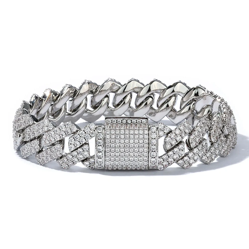 Hip Hop Jewelry 8/10/14/15/16/20/25mm Iced Out Cuban Link Chain Prong Diamond Cubic Zirconia Necklace Various Size Men Women