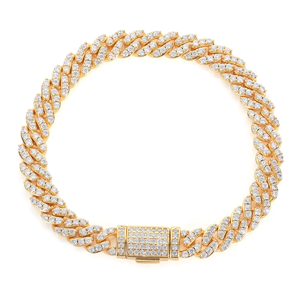 8MM 1 Row 2 Rows Iced Out CZ Cuban Necklace Bling Cubic Zirconia Brass Necklace Miami Cuban Link Chain Hip Hop Jewelry Gifts