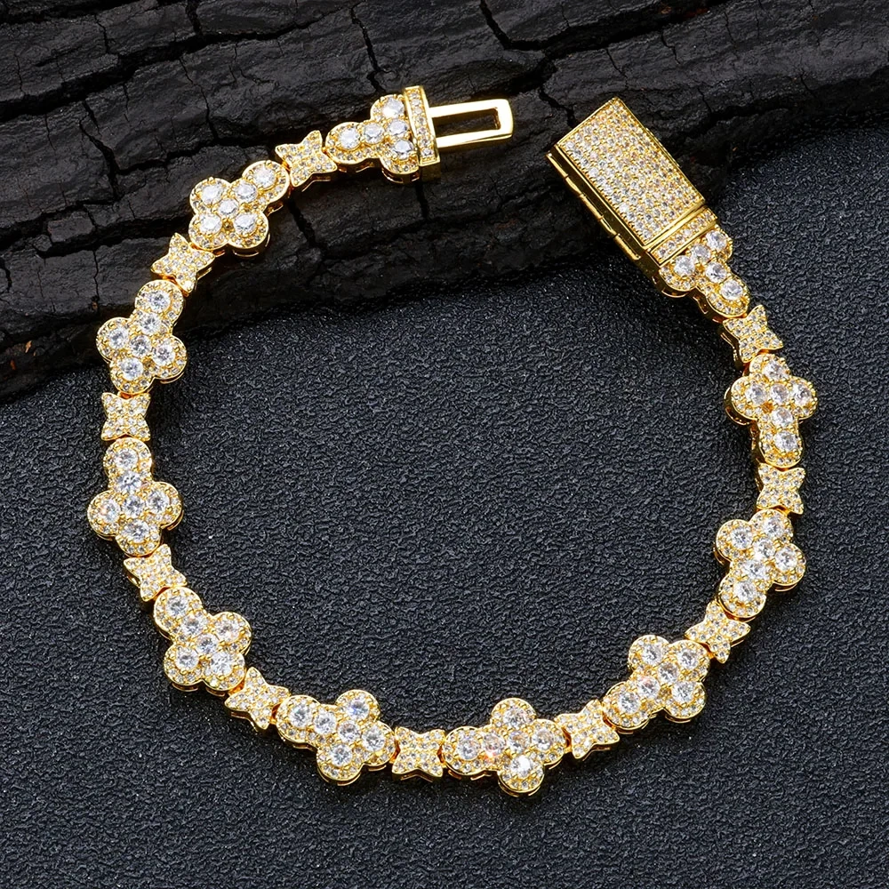 HipHop Iced Out Cross Link Chain Jewelry New Style Shiny Diamond Women Full Pave Cubic Zirconia Cross star Choker Necklace