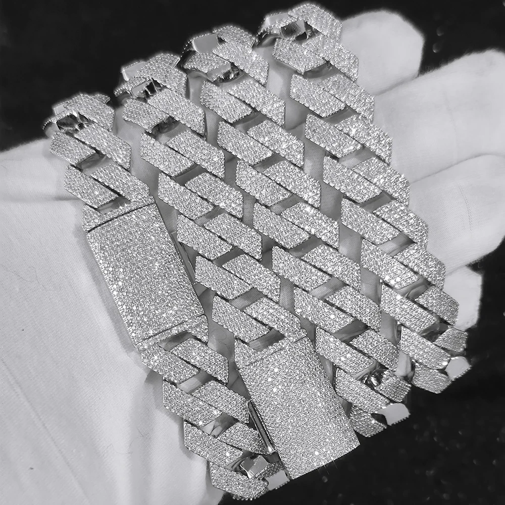 15mm 4 Rows CZ iced cuban link chain Box Buckle luxury man hip hop necklace bling full diamond miami cuban link chain Jewelry