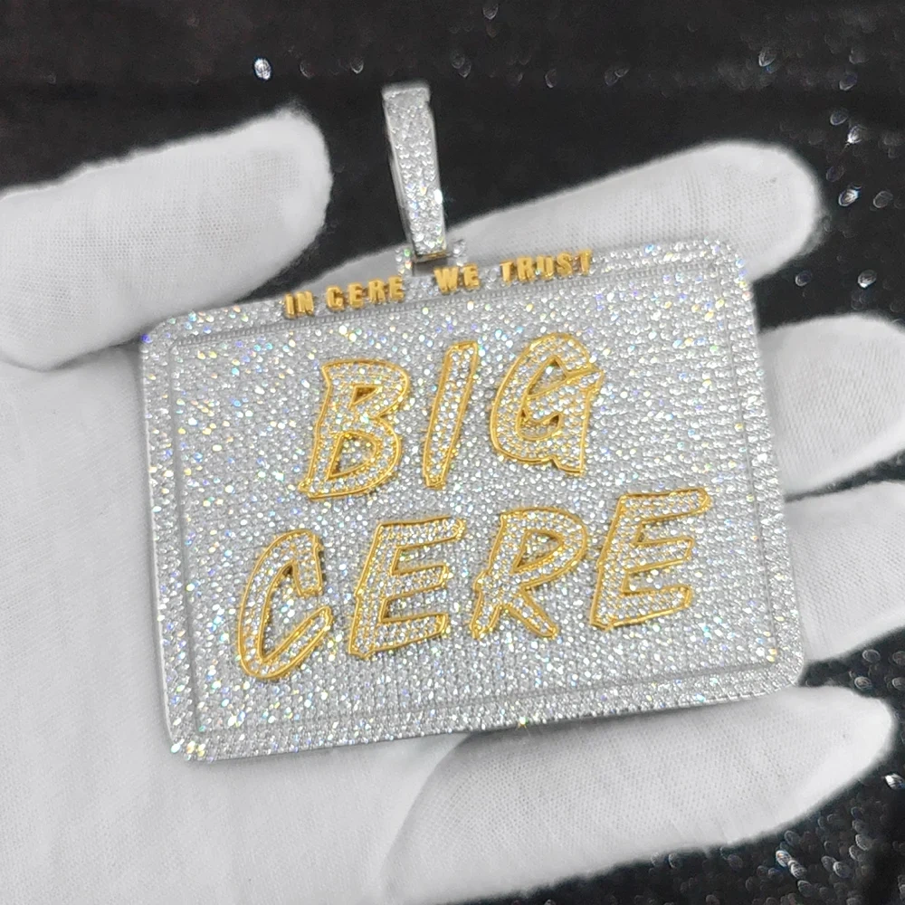 Hip Hop Iced Out Cz Big Letter Round Charm Bling Cubic Zircon Paved Pendant Necklace Women Men Jewelry With Rope Cuban Chain
