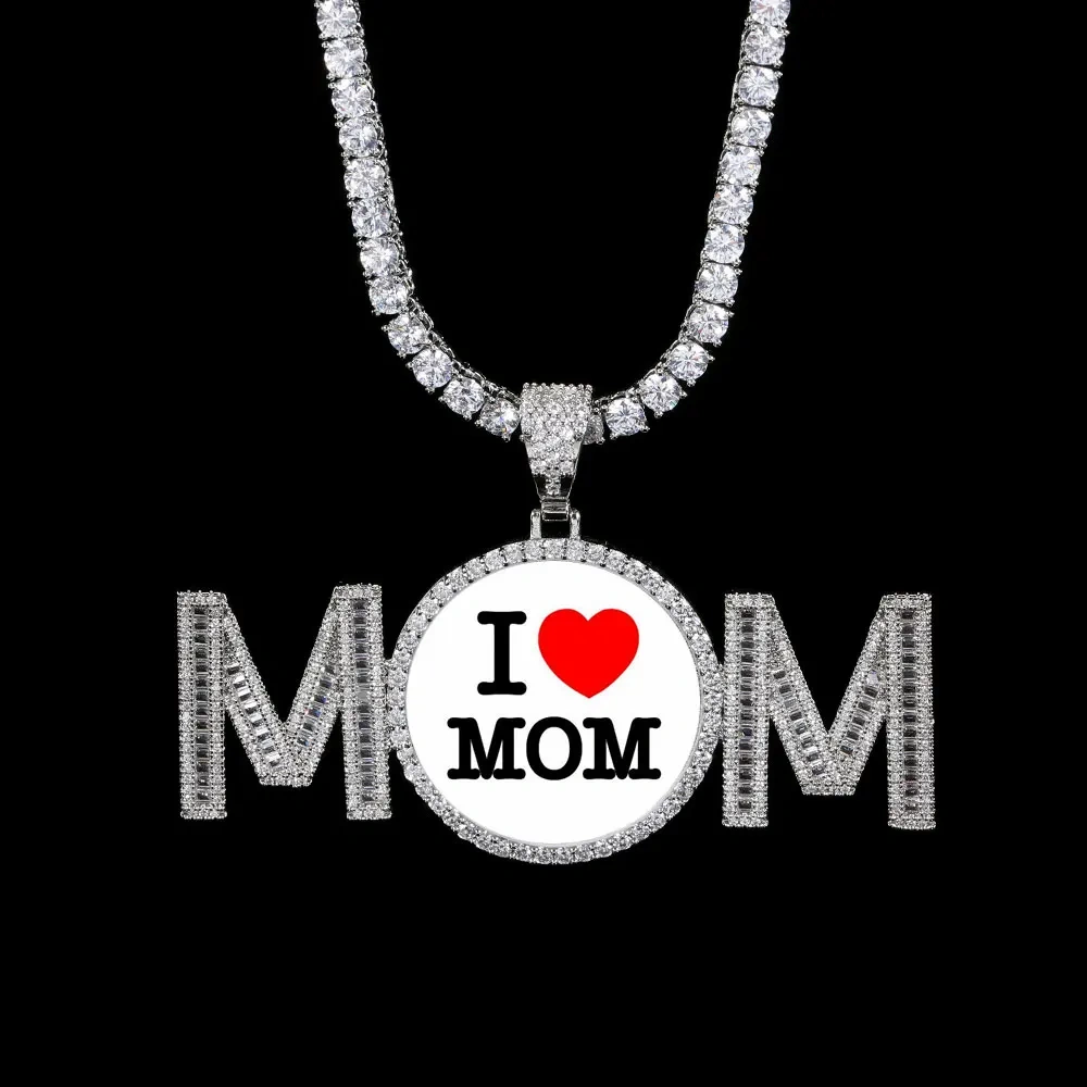 Iced Out Custom Memory Photo Necklace for Women Hip Hop Personalized Medallions Picture Best Gift for Mom Jewelry
