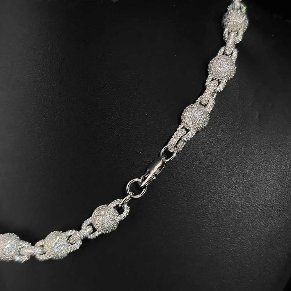 Hip Hop Jewelry 10.5MM Necklace Chain For Women Accessories Iced Out Chain Micro Pave Cz Jewelry Big Round Bead Choker