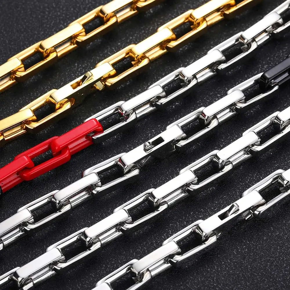 Popular Fashion Men's Stainless Steel Electroplated Jewelry Bracelet Custom Cool Square Cuban Chain Splicing Dazzling Bracelet