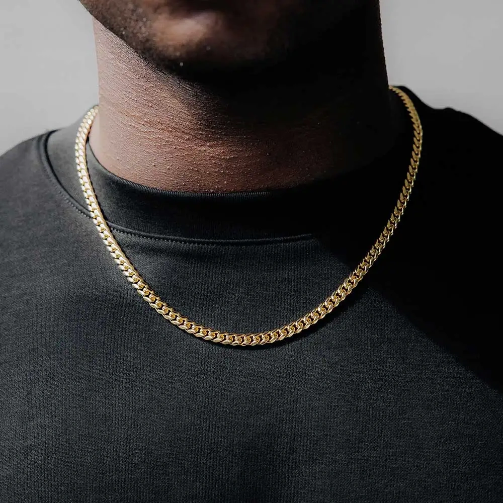 Wholesale 4/5/6/7/8MM Stainless Steel Cuban Link Chain Fashion Gold Plated Cuban Necklace Hip Hop Jewelry Men Women