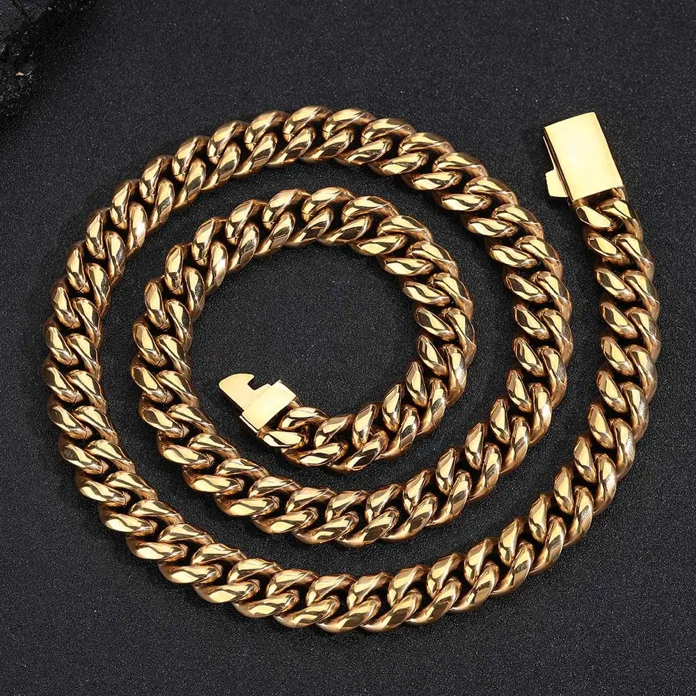 ESKEEM Hip Hop Jewelry New 6/8/10/12MM Stainless Steel Cuban Link Chain Necklace For Men Free Engrave Name Birthday Gift