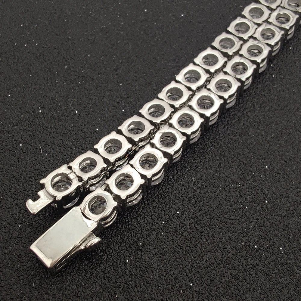 Fashion Hip Hop Jewelry Luxurious Ice Out Tennis Chain For Men Bling Stainless Steel Bracelet Free Custom Duble Side Logo
