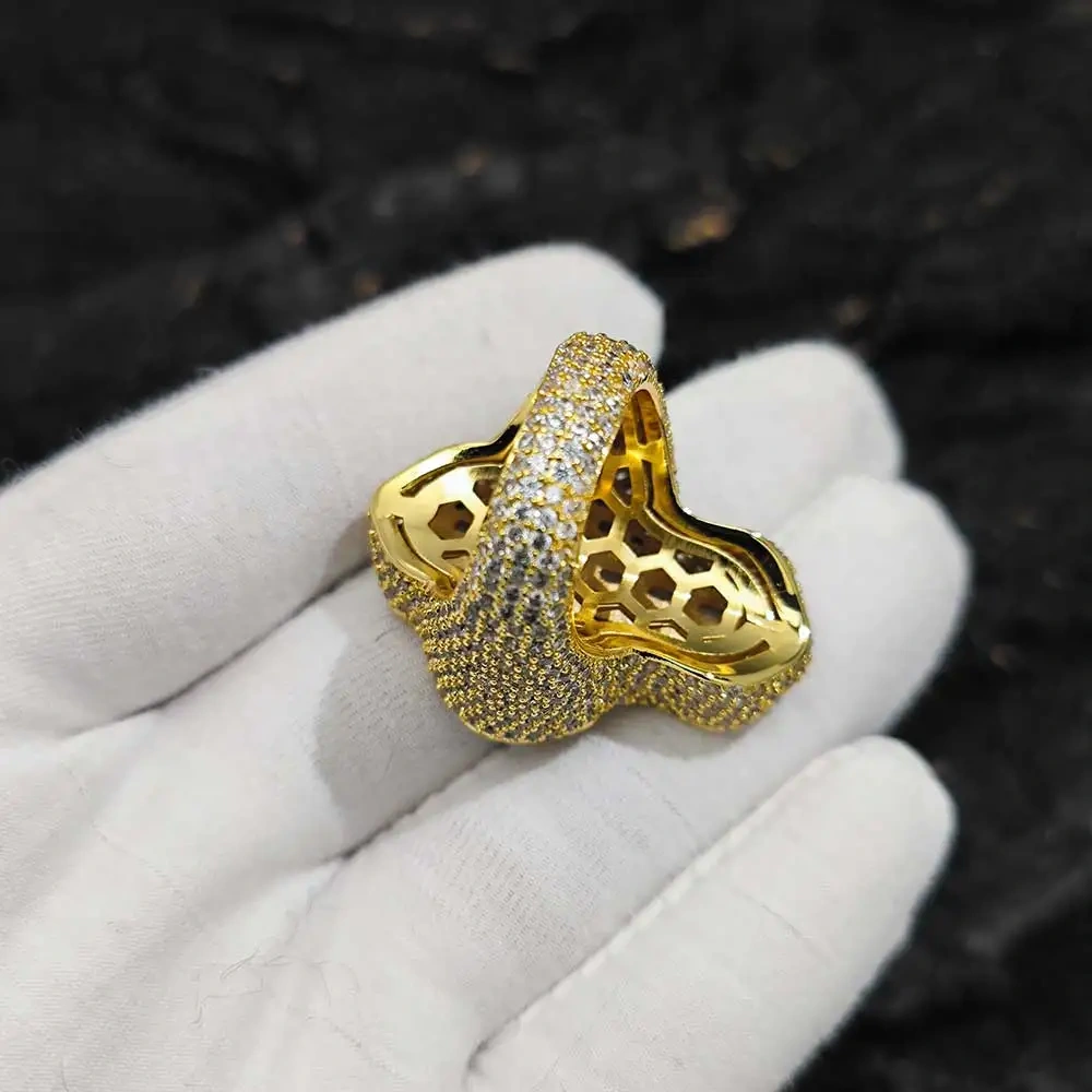 Hip Hop Luxury Religions With Christianity Ring Jewelry Iced Cubic Zirconia Big Cross Ring For Men Women