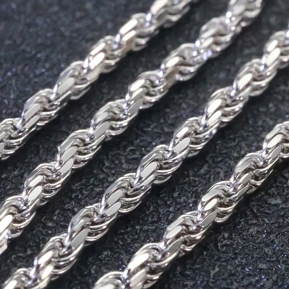 ESKEEM 3MM/5mm Men Women PVD 18k Gold Plated Rope Chain Fine Jewelry 925 Sterling Silver Twist Rope Chain Necklace for Gifts