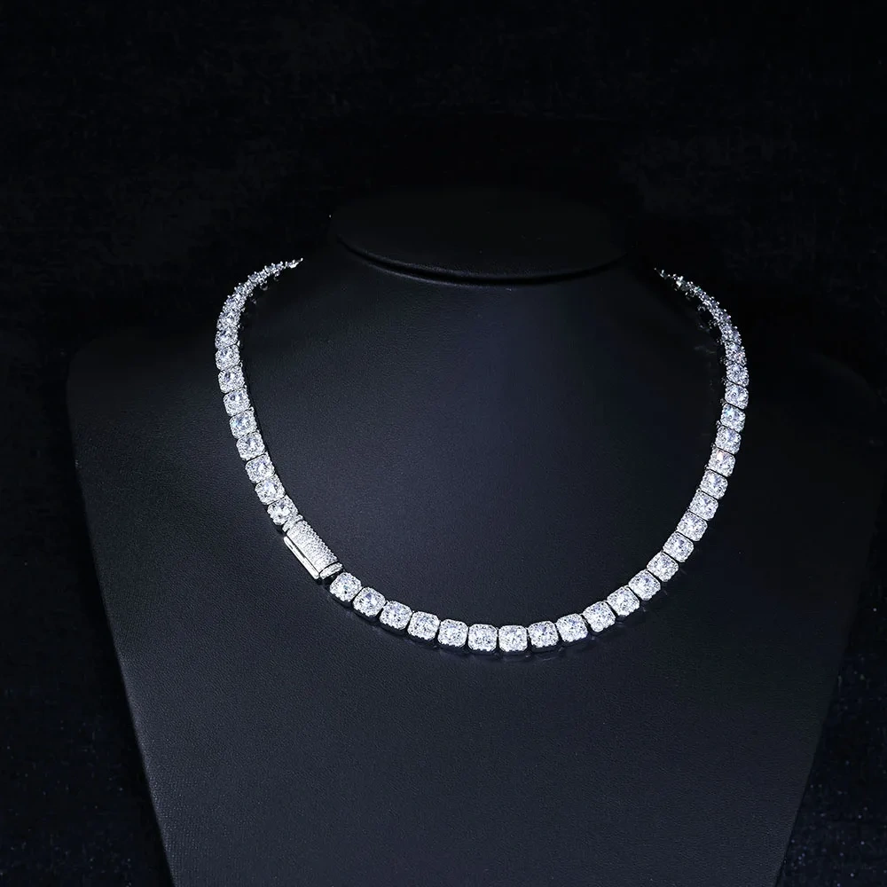 Hip Hop Jewelry 7/10/12mm Tennis Chain Necklace Bling Iced Zircon Cluster Diamond Gold Plated Choker for Women Men Party Gift