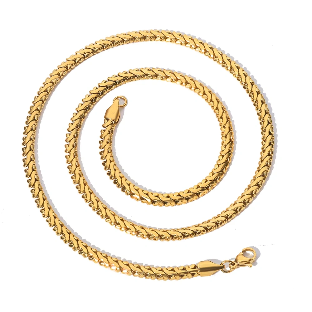 Hip Hop Luxury Stainless Steel 4mm Cuban Link Chain Necklace PVD 18K Gold Plated Chain Jewelry