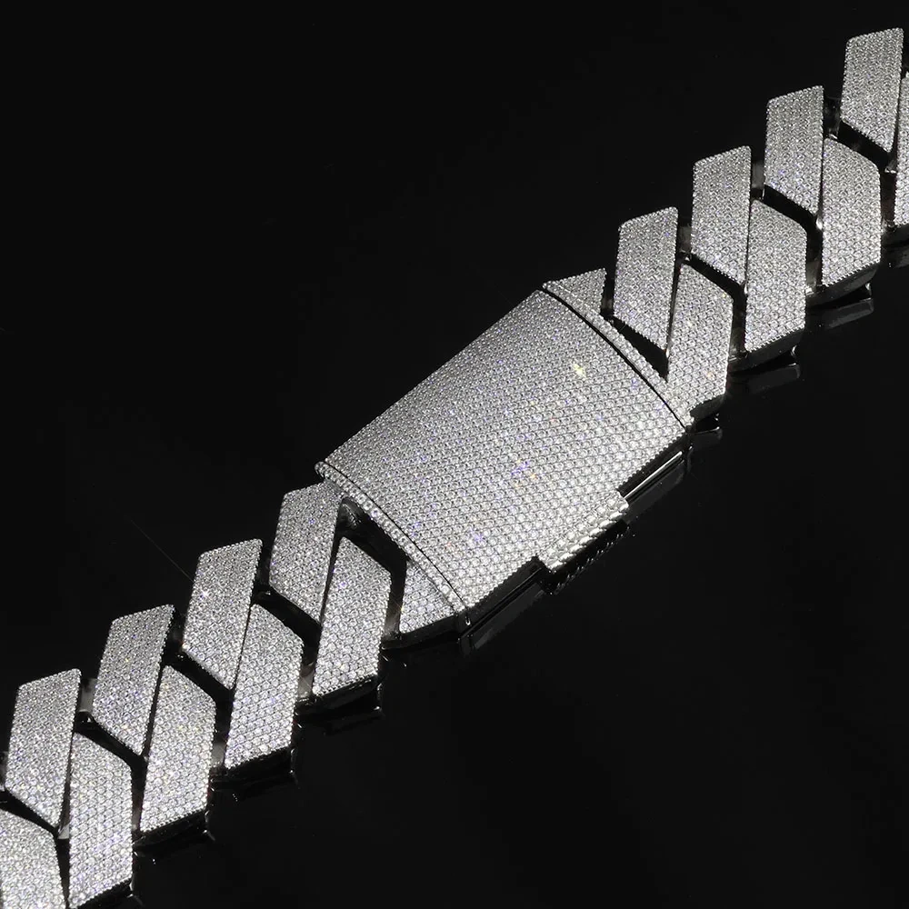 ESKEEM High Quality Heavy 7 Row Cubic Zirconia Cuban Link Chain Necklace 30mm Big Size Iced Out Hip Hop Jewelry for Men