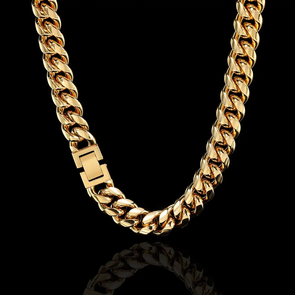 Hip Hop Rapper Rock Cuban Link Chain  For Men PVD Plated Stainless Steel High Quality Necklace Fashion Jewelry