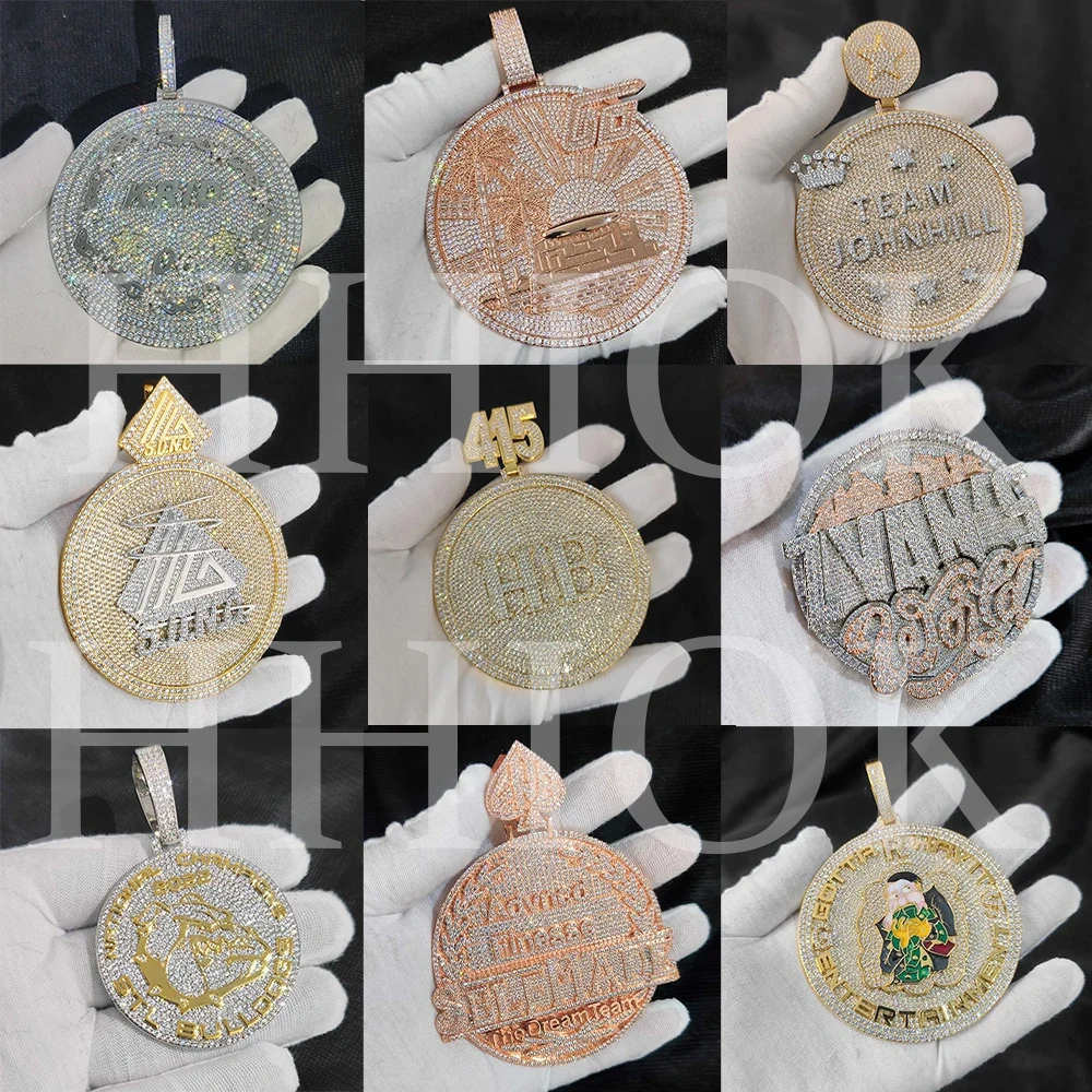 Hip Hop Custom Letter Name Logo Pendant Necklace with Zircon Diamond Polygonal Personality Exaggerated Medal