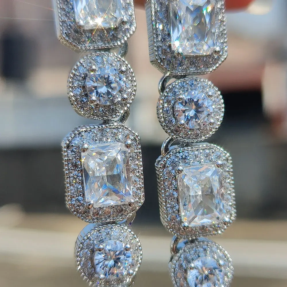 Hip Hop Jewelry Shine 10MM Iced Out Zircon Tennis Bracelet T-Square Round Bling Diamond Women Accessories Clustered Tennis Chain
