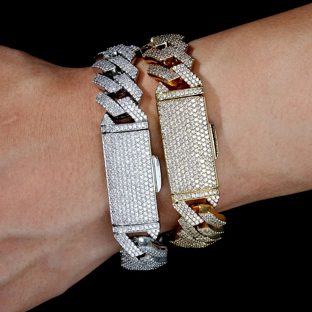 Hip Hop Jewelry 16mm 3 Rows VVS Diamonds 100% 925 Silver Cuban Necklace Pass Diamond Tester Moissanite Cuban Link Jewelry