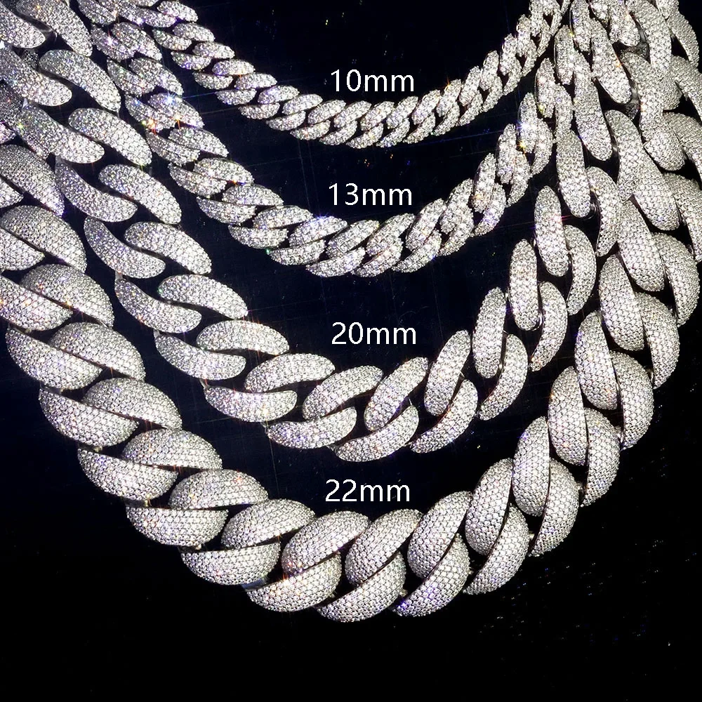 ESKEEM 10/13/18/20/22MM Full Prong-Set Iced Out Bubble Cuban Chain Hip Hop Jewelry Cubic Zirconia Cuban Necklace Bracelet