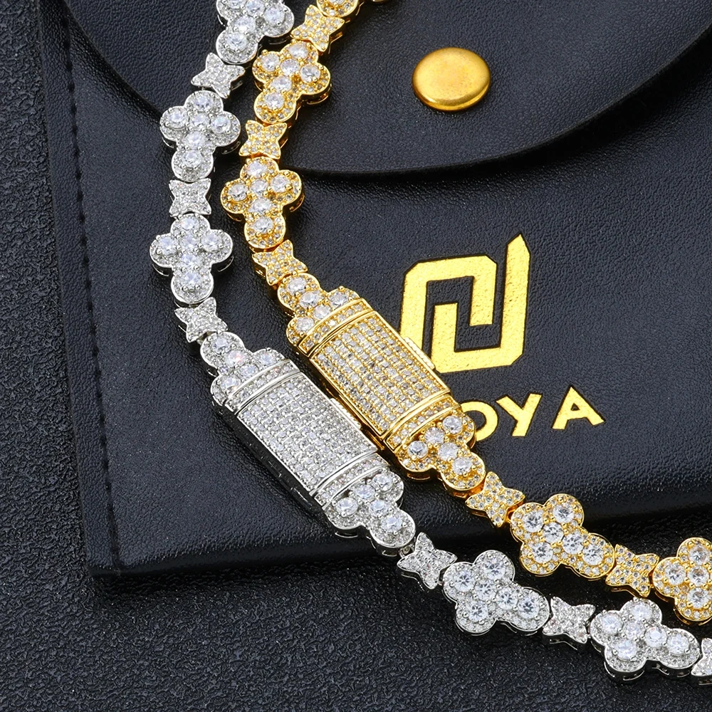 HipHop Iced Out Cross Link Chain Jewelry New Style Shiny Diamond Women Full Pave Cubic Zirconia Cross star Choker Necklace