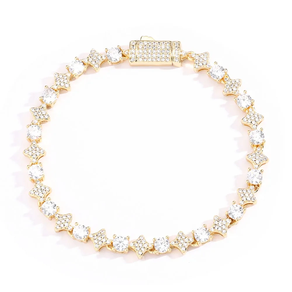 Beautiful Iced Out Round Cut Star Tennis Chain 5A CZ Diamond Necklace Hip Hop Jewelry Customized Best Gift For Women