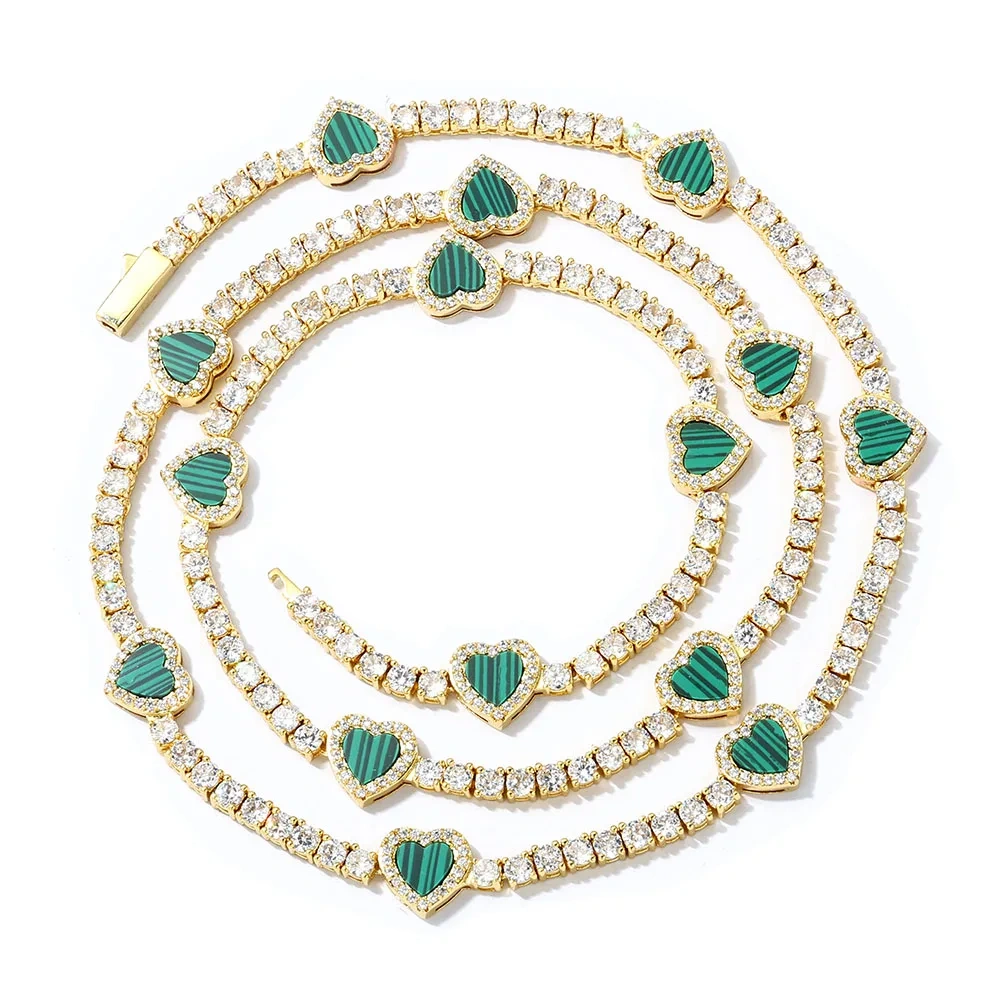 New Design Red/Green Heart Tennis Necklace Bracelet Jewelry Set Jewelry for Woman Classical Necklace Fine Jewelry 5A Zircon
