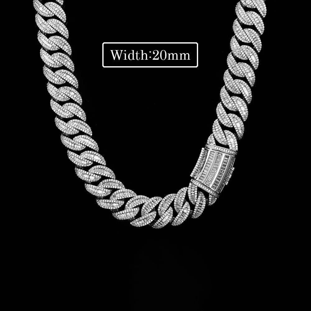 Hip Hop 20mm Mixed Inlay Cuban Link Chain Miami Men Rapper Jewelry Iced Out Necklace