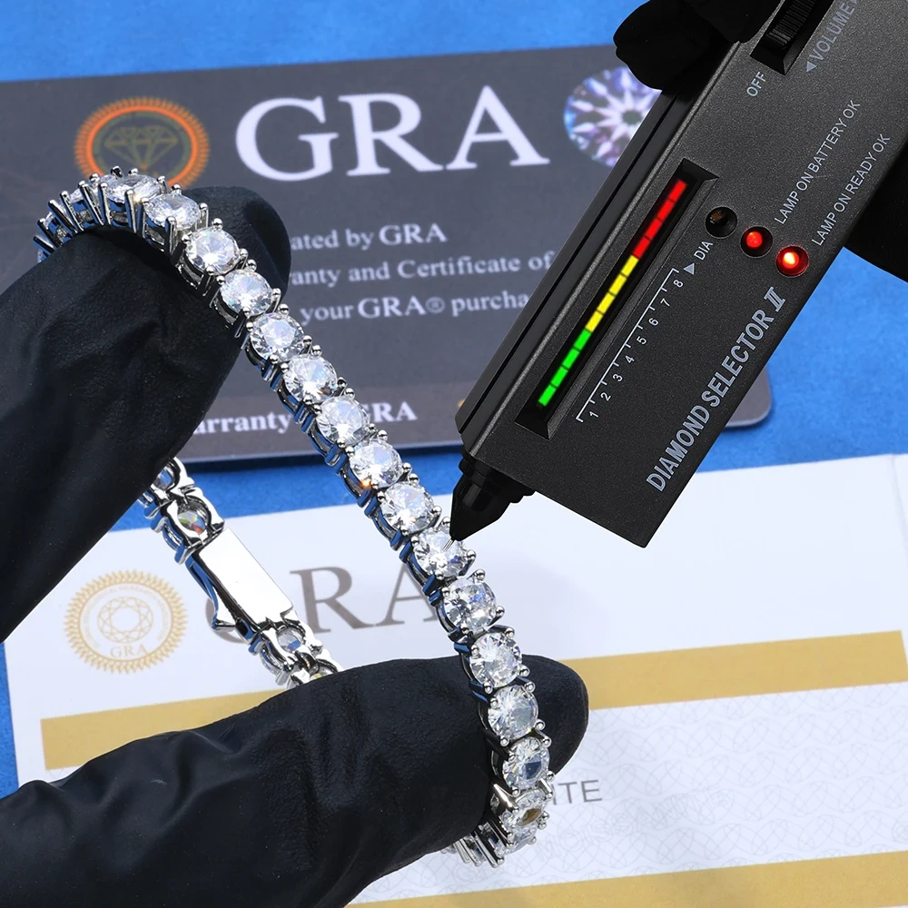 3mm 4mm 5mm VVS Moissanite Tennis Chain 925 Sterling Silver with GRA Pass Test Diamond Fine Necklace Jewelry