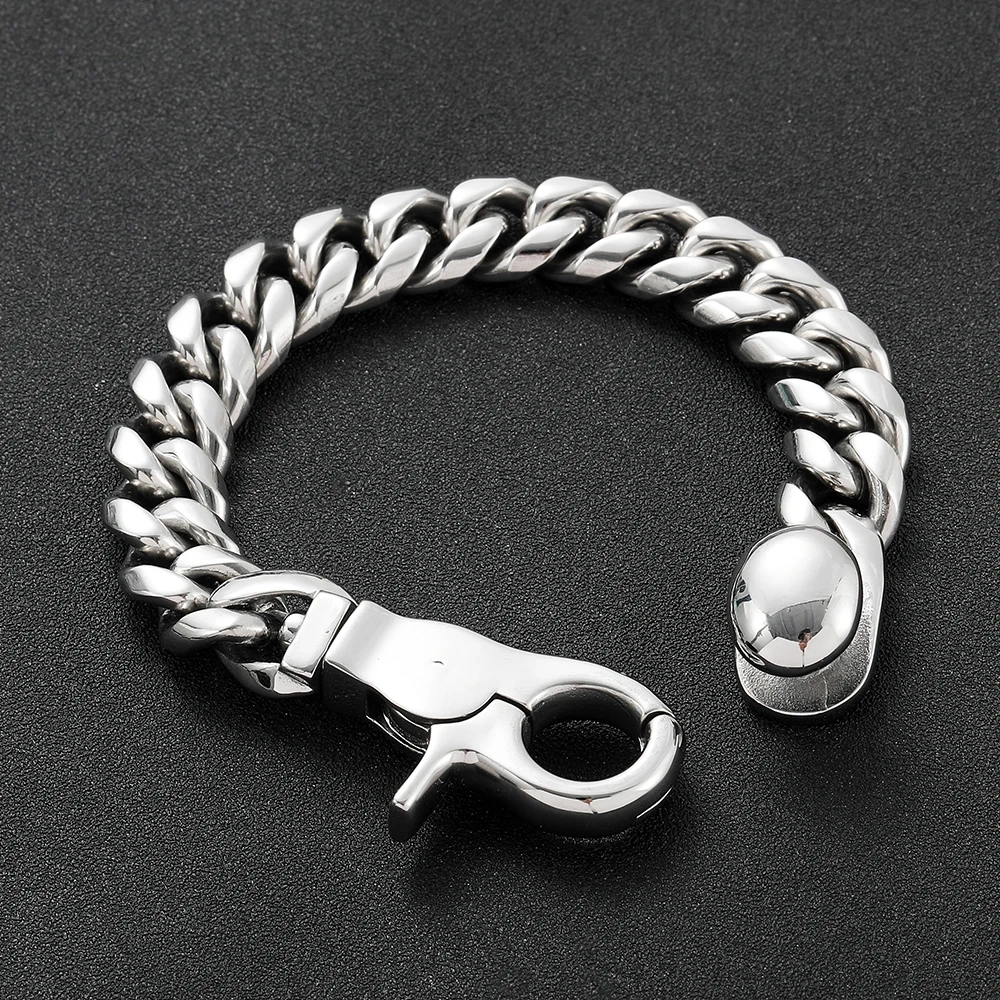 Hip Hop Jewelry Stainless Steel Bracelet Personalized Big Clasp High Polish Quality Cuban Chain Bracelet