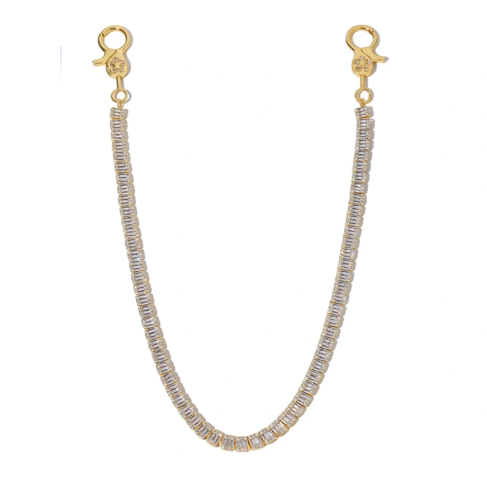ESKEEM Punk Iced Cubic Zirconia Tennis Chain for Women Men Metal Wallet Jeans Link Key Waist Chain Jewelry