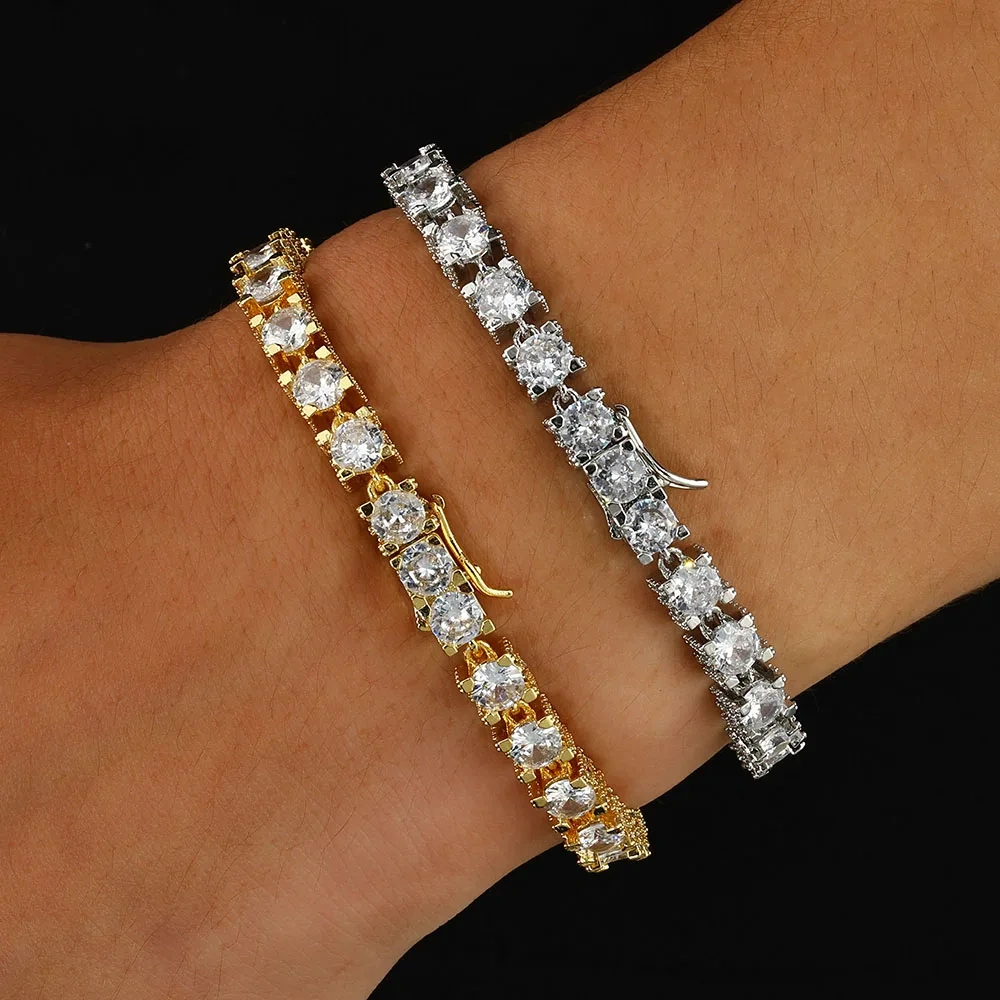 6mm Tennis Bracelet with CZ Hiphop Diamond Tennis Chain for Men Women Zirconia Bracelets Gift Wholesale Price Jewelry