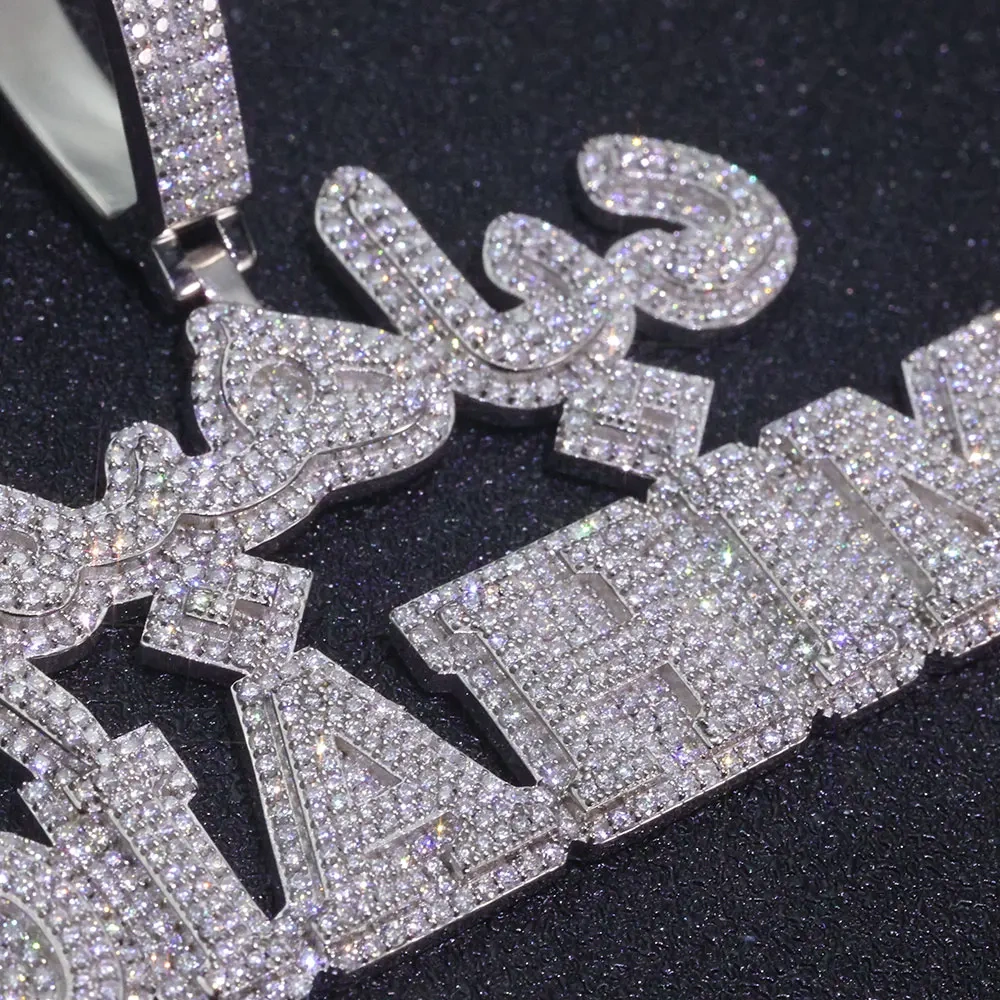 ESKEEM Personalized Customization Iced Out Letter Pendant Hip Hop Jewelry 925 Silver VVS Moissanite Diamond Logo Pendant