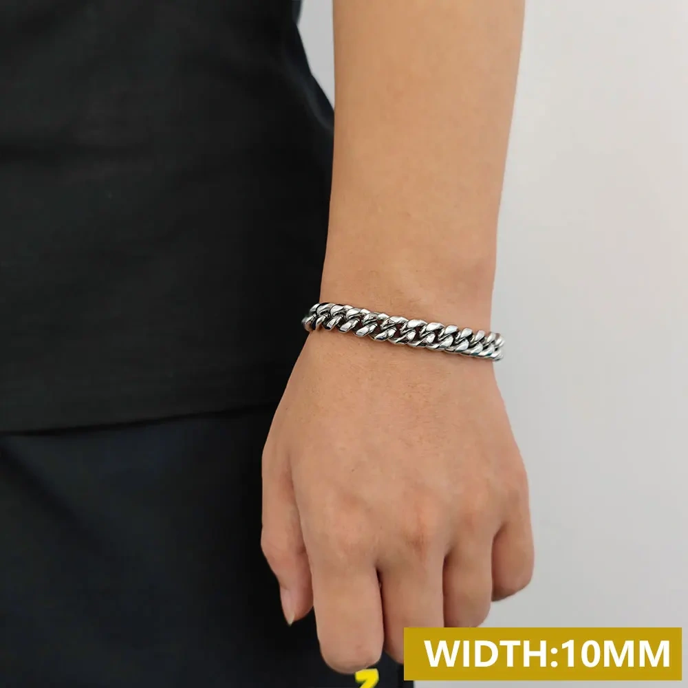 Hip Hop Jewelry Miami 6mm 8mm Fine Polishing Stainless Steel Cuban Link Bracelet For Women