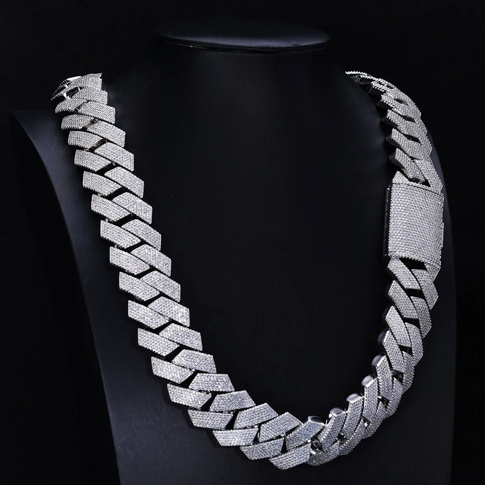 High Quality Custom Hip Hop Jewelry Diamond Necklace 25mm 6 Rows CZ Cuban LINK CHAIN Bling Big Heavy Iced Out Chain For Men