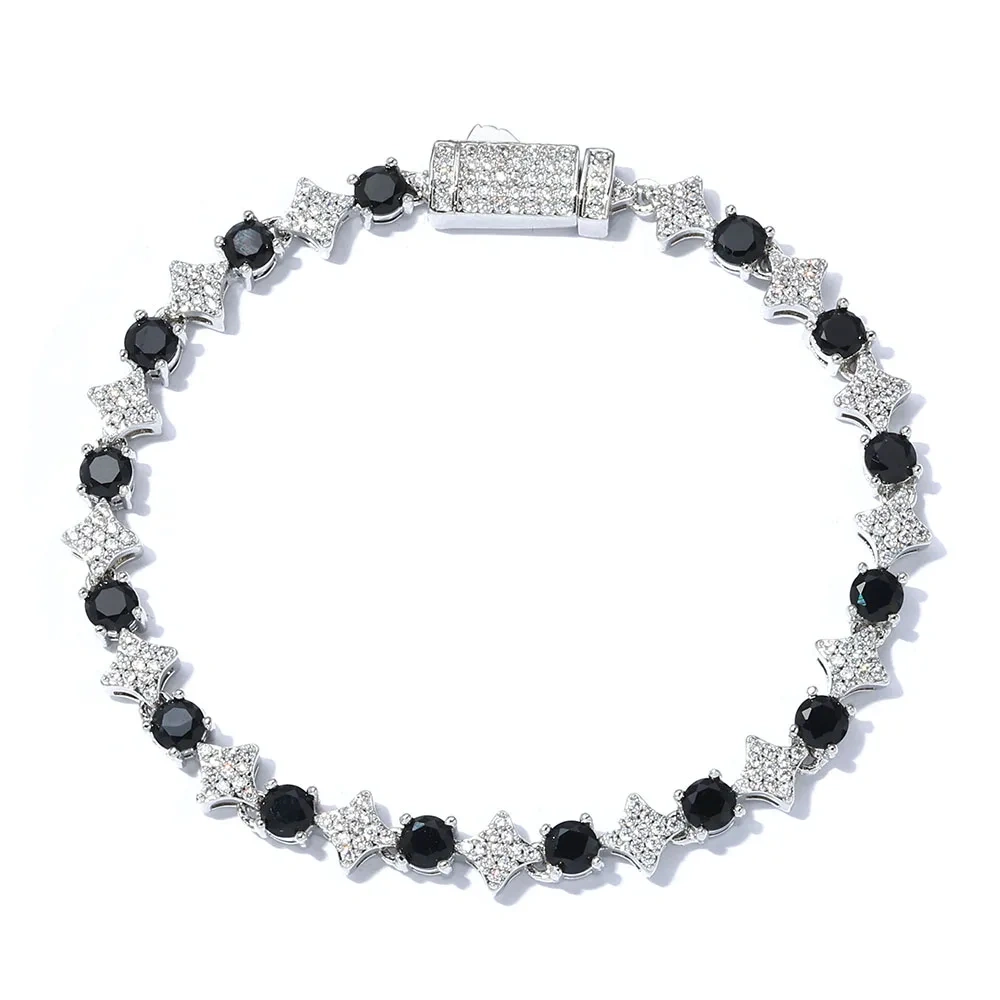 Hip Hop Jewelry Bling Iced Out Cut Star Tennis Chain Black White 5A CZ Diamond Tennis Necklace Best Couple Gift For Women