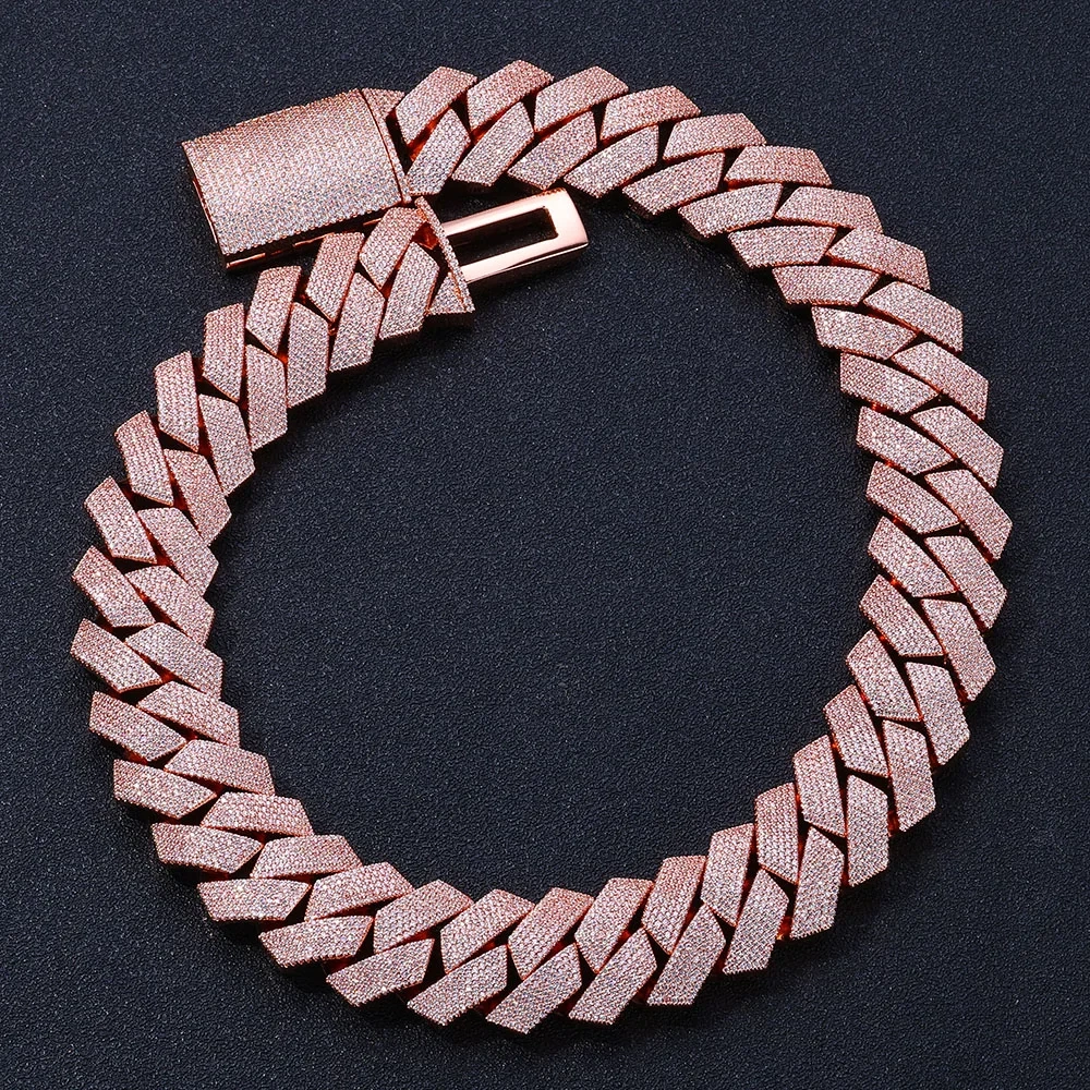 Hip Hop Jewelry Rose Golden Iced Out Necklace Big Thick Heavy 25mm 6Rows Bling Cz Stone Cuban Link Chain Necklace ﻿for Men Gift