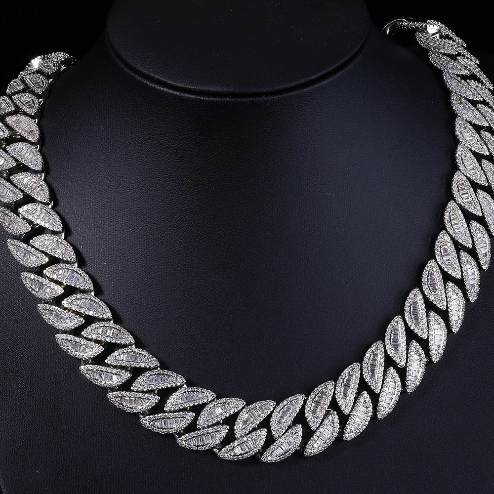 ESKEEM 20MM Miami Cuban Chain Diamond Necklace For Men Women Mixed Inlay Iced Out Hip Hop Link Choker Fashion Jewelry ﻿