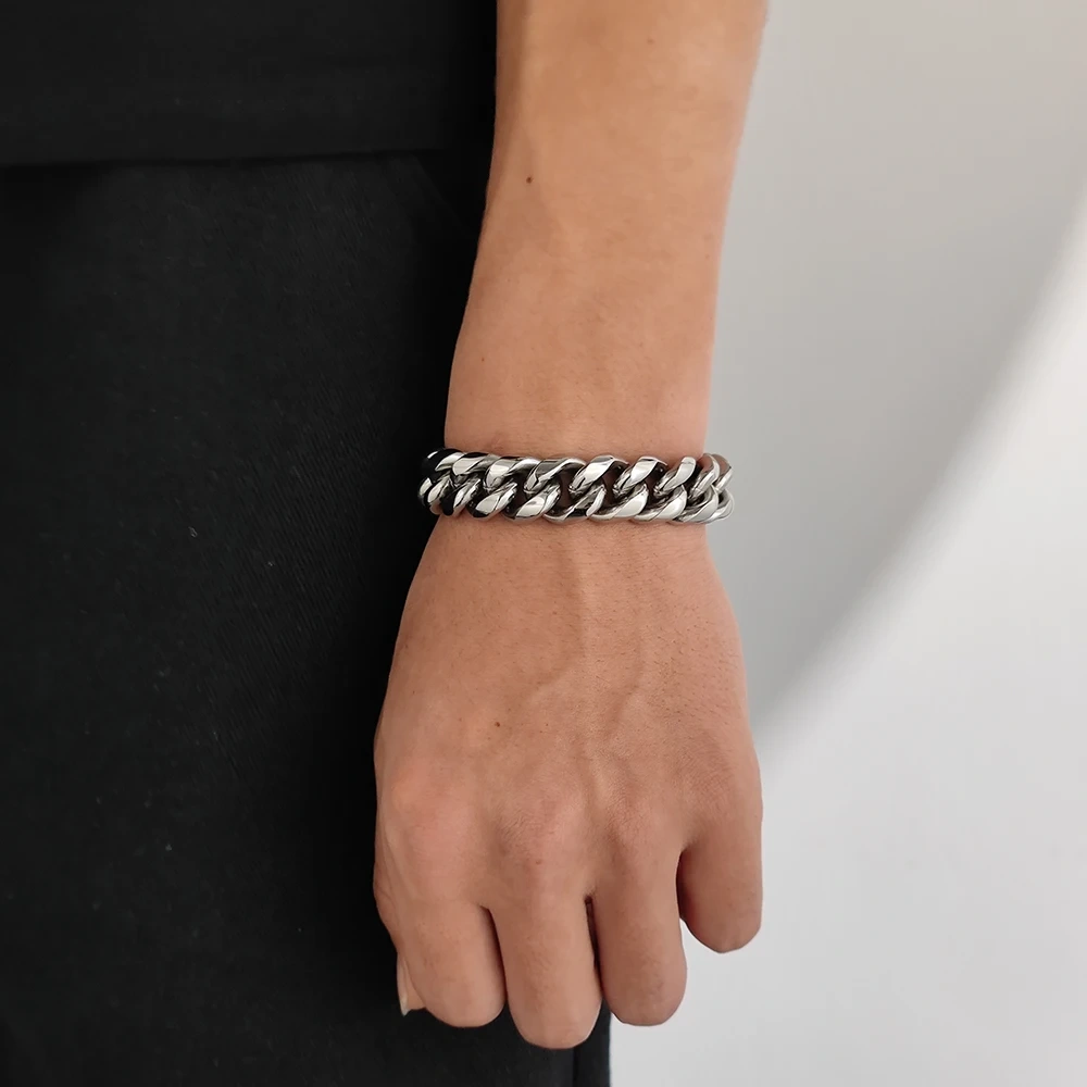14mm 16mm 18mm Heavy Curb Hip Hop Miami Stainless Steel Cuban Link Thick Braclet Men Jewelry