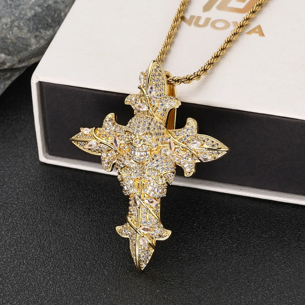 Iced Out Jewelry Hip Hop Style Solid 2.5" Tall Custom 925 Sterling Silver Cross VVS Moissanite Diamond Pendant