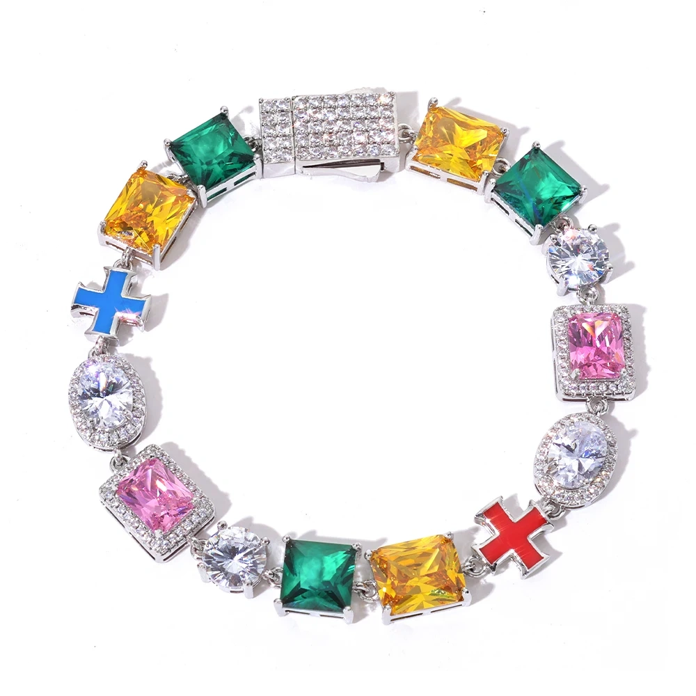 ESKEEM Iced Out Multi Gemstone Necklaces for Women Men Mixed Shape Colorful Gems Collection Necklace Fashion Hip Hop Jewelry ﻿