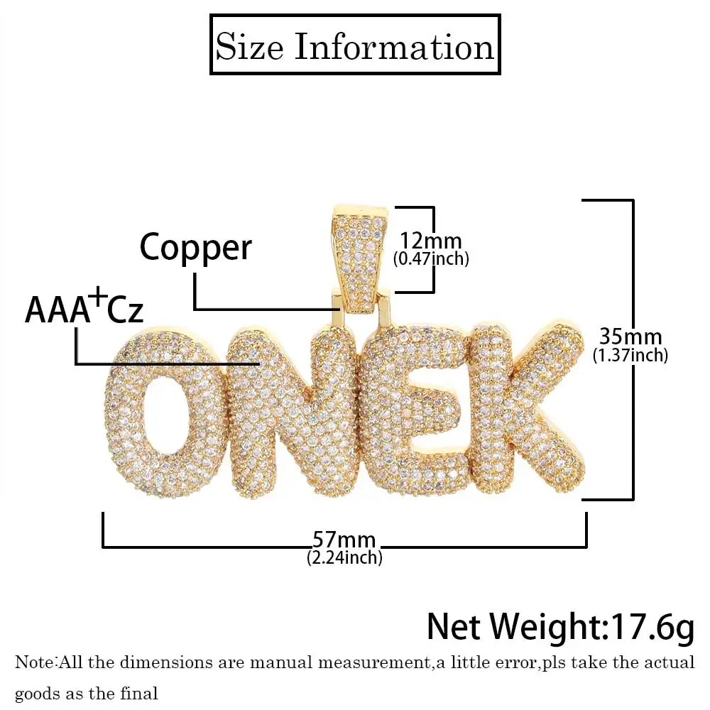 Trendy Hip Hop Pendant Custom Name Letter Splicing Bling High Quality Iced Out Jewelry For Men's Necklace