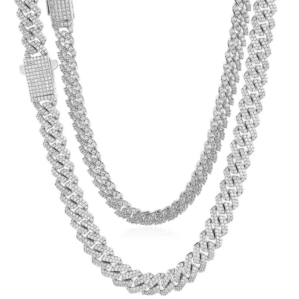 8MM 1 Row 2 Rows Iced Out CZ Cuban Necklace Bling Cubic Zirconia Brass Necklace Miami Cuban Link Chain Hip Hop Jewelry Gifts