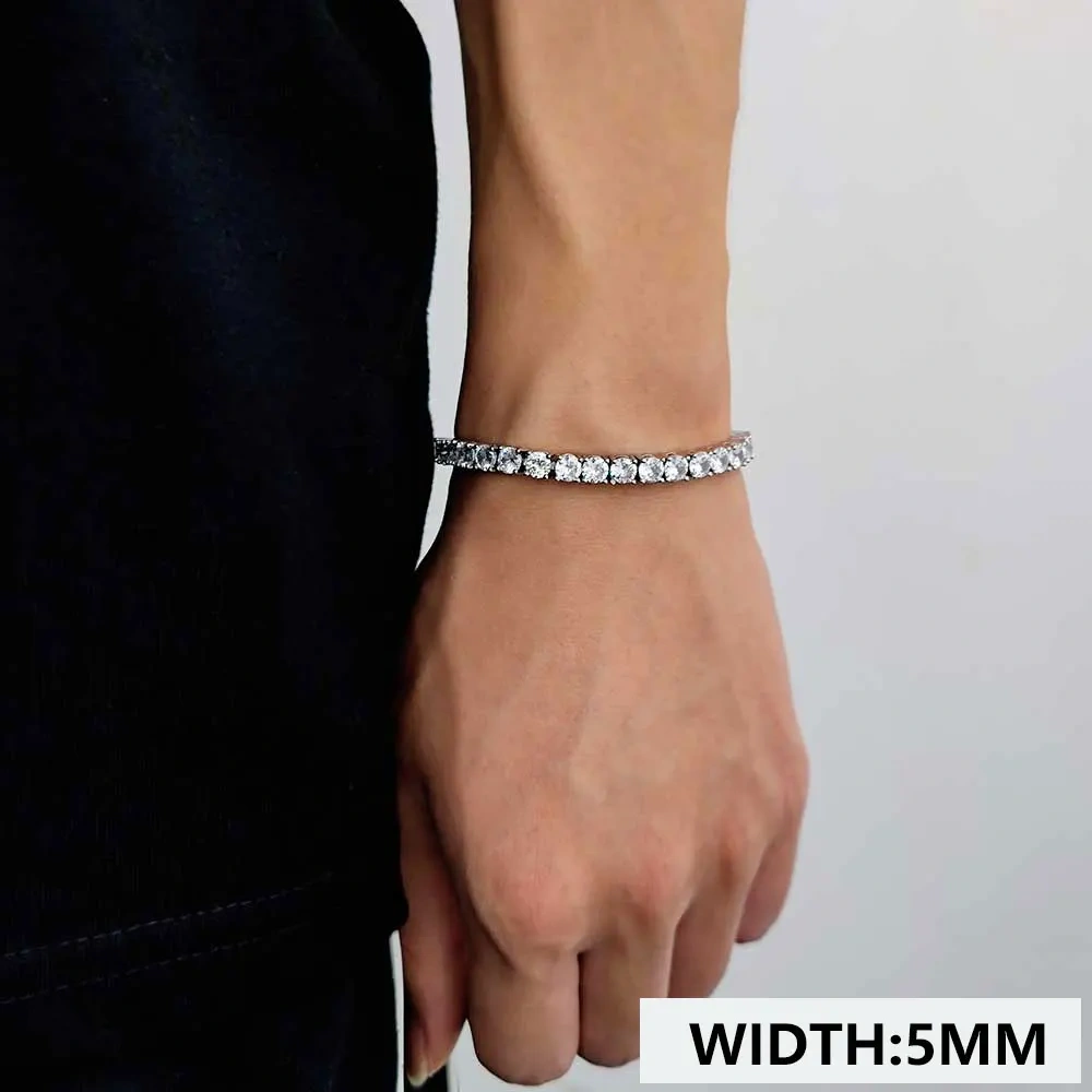 Hip Hop Bling Iced Out 3mm 4mm 5mm One Row Shine Cubic Zirconia Women Men Tennis Chain Bracelet Drop Shipping Free Laser Logo ﻿