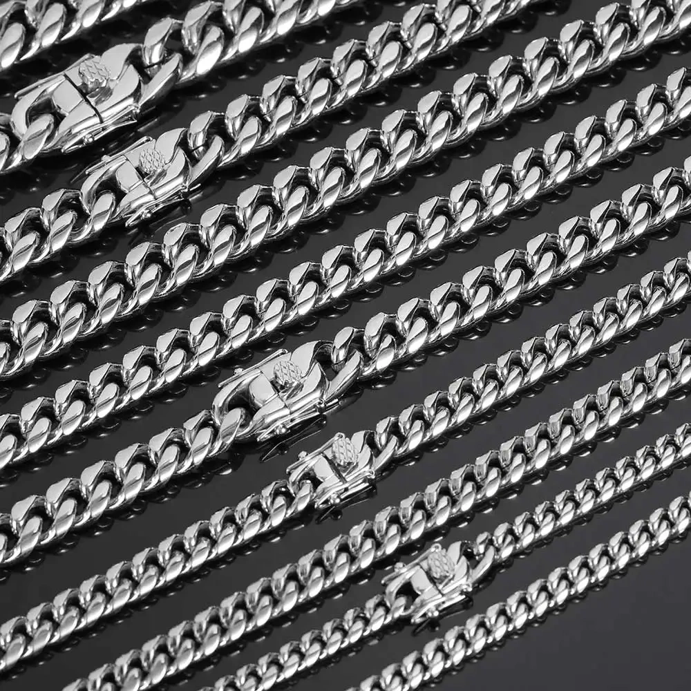 Hip Hop Rapper Rock Cuban Link Chain  For Men PVD Plated Stainless Steel High Quality Necklace Fashion Jewelry