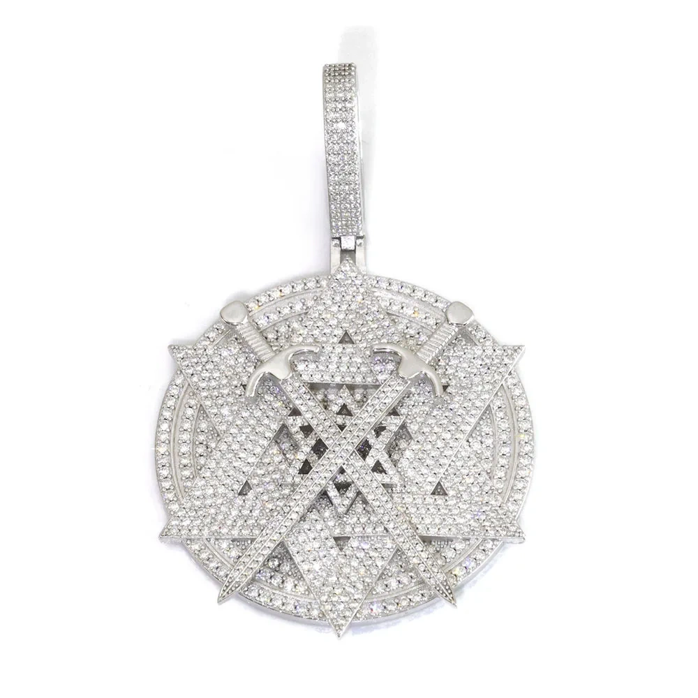 ESKEEM 925 Silver Iced Out VVS Moissanite Pendant Hexagonal Star Double Sword Design Hip Hop Bling Diamond Jewelry Gift
