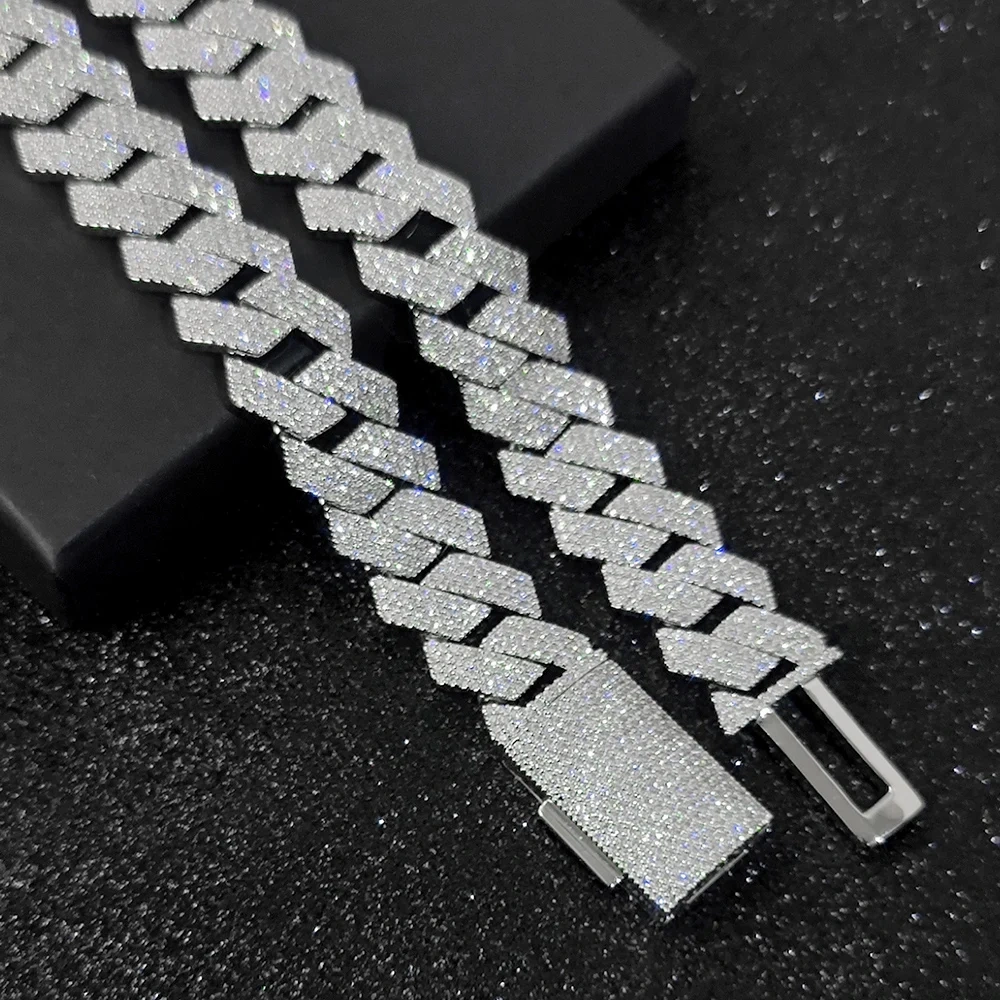 15mm 4 Rows CZ iced cuban link chain Box Buckle luxury man hip hop necklace bling full diamond miami cuban link chain Jewelry