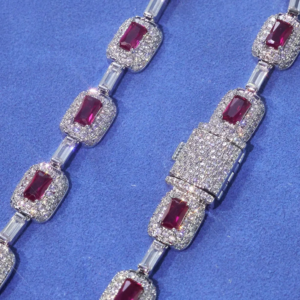 Women's Jewelry Silver Plated Red Diamond Gemstone Bracelet Micro Pave Emerald Zircon Fashion Crimson Bracelet
