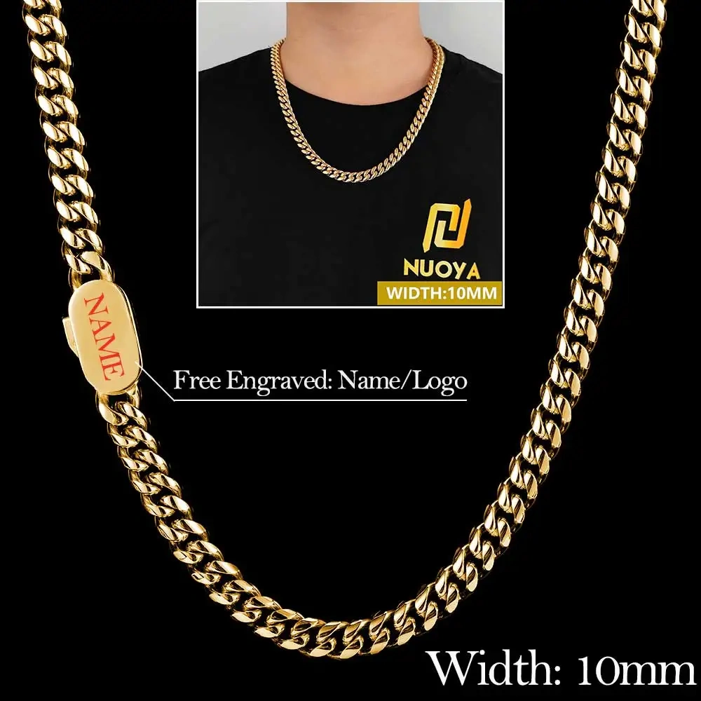 6/8/10/12MM Hip Hop Jewelry Luxurious Miami Stainless Steel Necklace For Men Free Custom Logo Cuban Link Chain