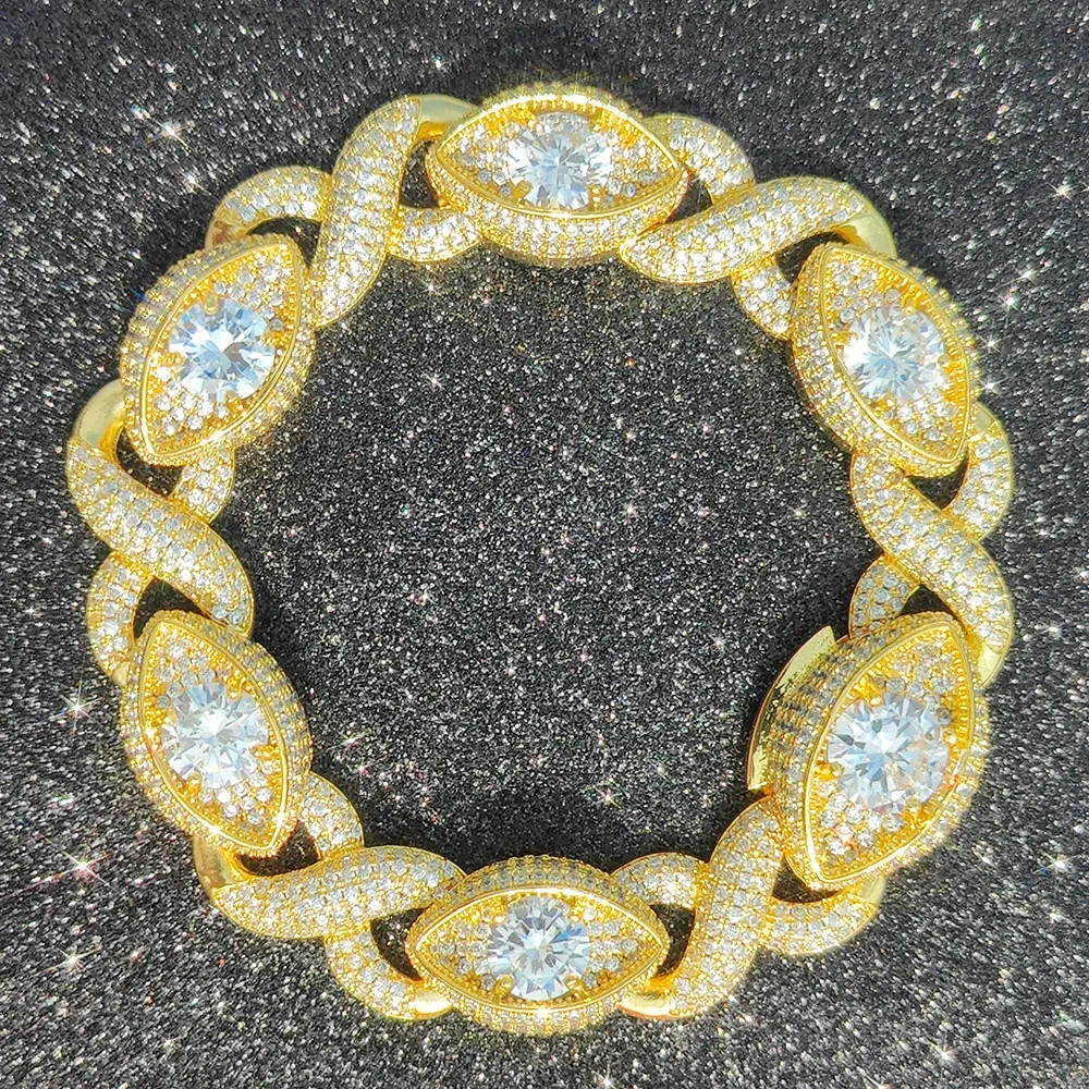 15mm Eye-Shaped Design Link Chain Necklace Fashion Iced Out CZ 8-Shape Infinity Eye Cuban Necklace Women Choker Fine Jewelry
