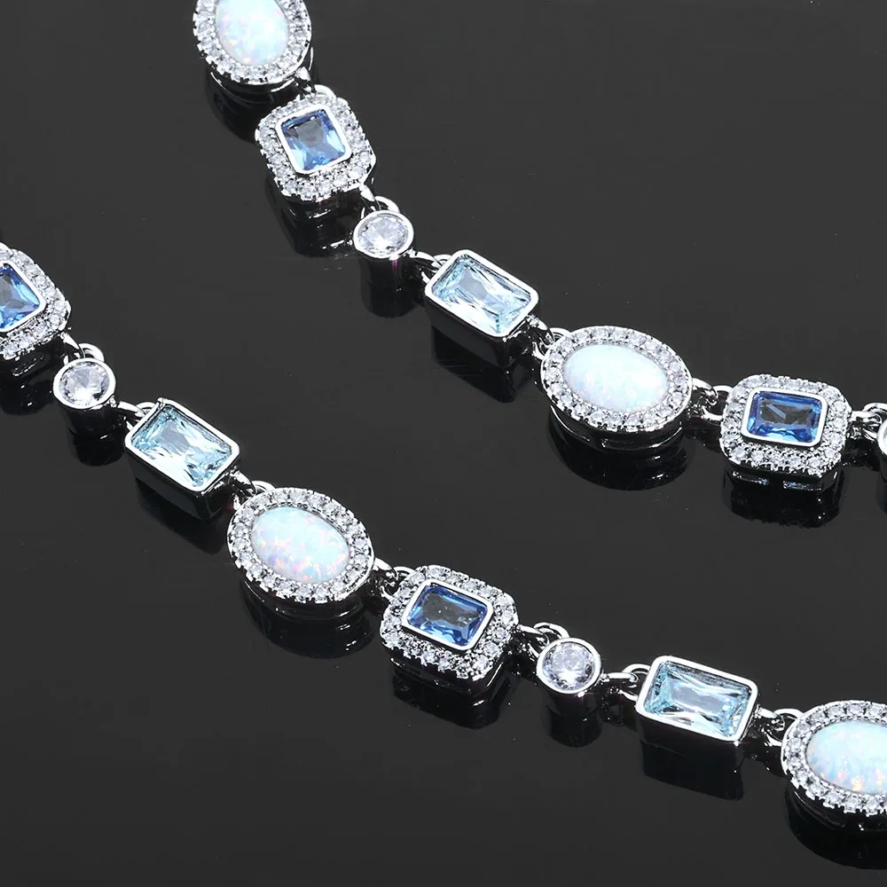 ESKEEM High Quality 6mm Iced Out Diamond Blue Bracelet Women Colorful Geometric Zircon Brass Hip Hop Fine Jewelry Gift